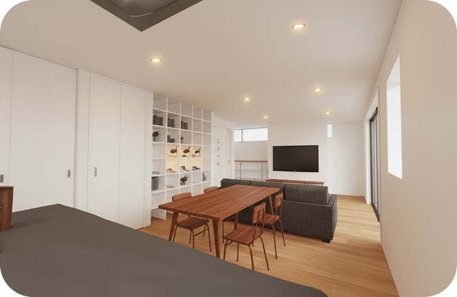 リビングを飾る「壁面のオープン棚」